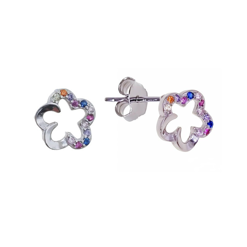 Pendientes flor de plata de ley 925 de mujer