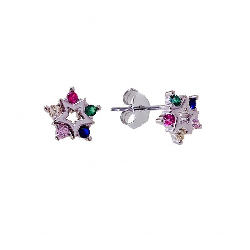 Pendientes estrella de plata de ley 925 de mujer