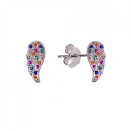 Pendientes pluma de plata de ley 925 de mujer