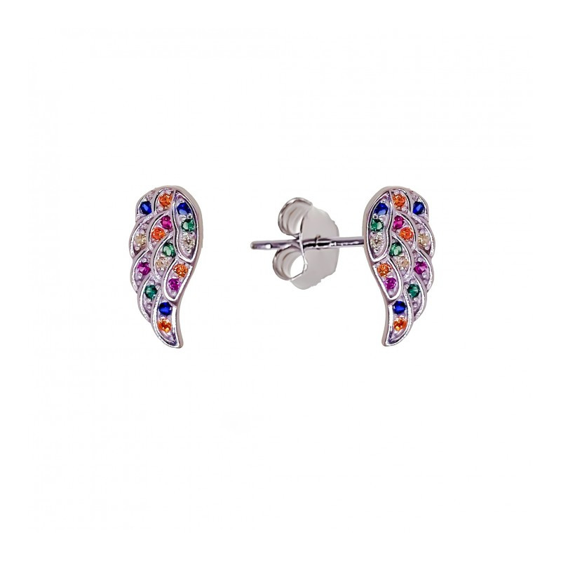 Pendientes pluma de plata de ley 925 de mujer