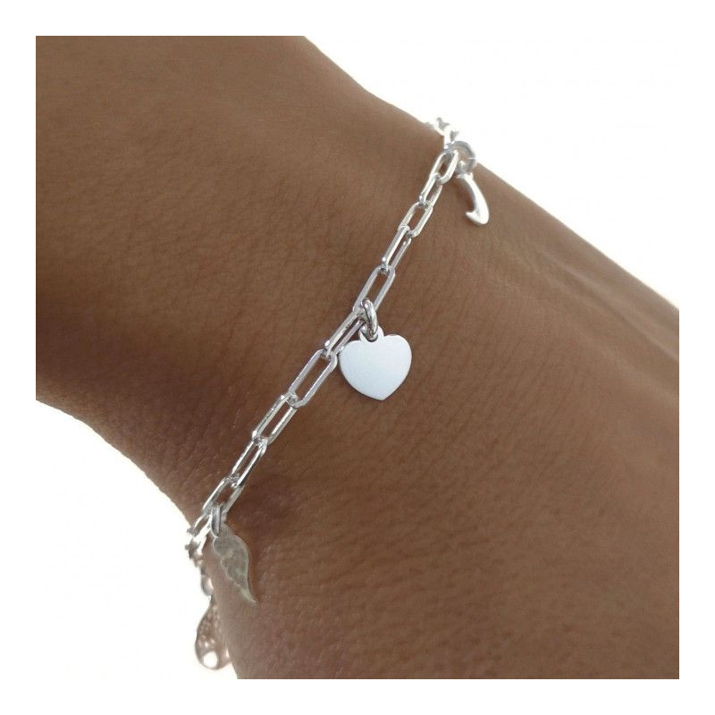 Pulsera de fetiches de plata de ley 925 de mujer