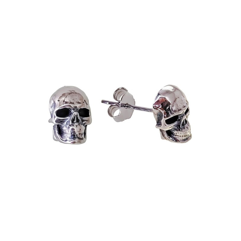 Pendientes calavera de plata de ley 925 de mujer