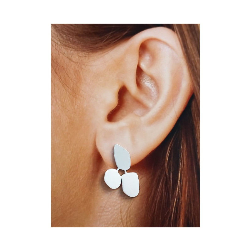 Pendientes lisos de plata de ley 925 de mujer