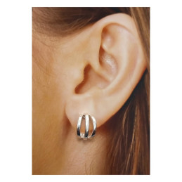 Pendientes tres bandas de plata de ley 925 de mujer