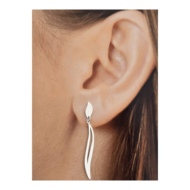 Pendientes lisos de plata de ley 925 de mujer