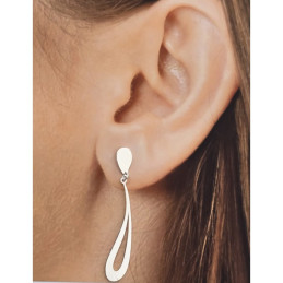 Pendientes lagrima curva de plata de ley 925 de mujer