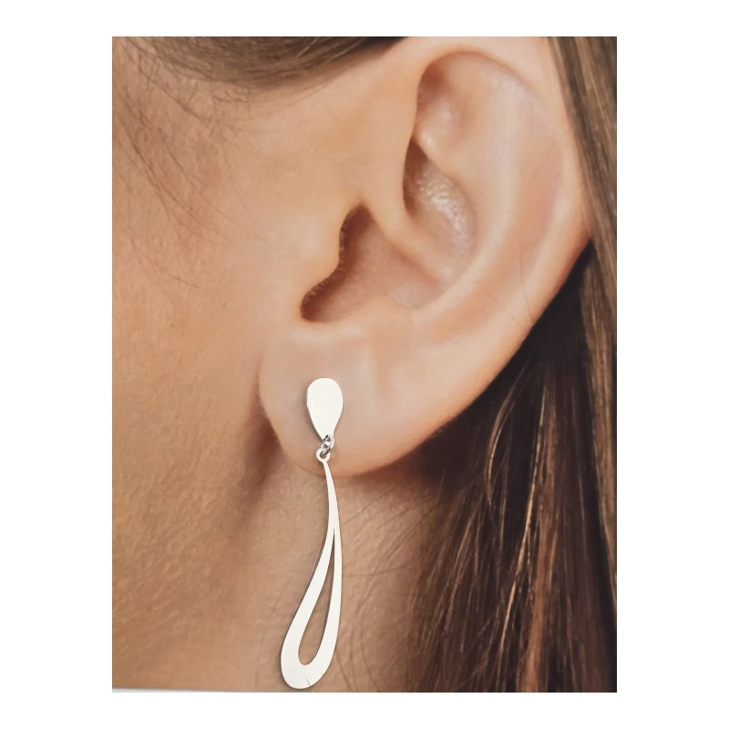 Pendientes lagrima curva de plata de ley 925 de mujer