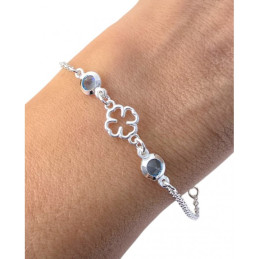 Pulsera trébol de plata de ley 925 de mujer