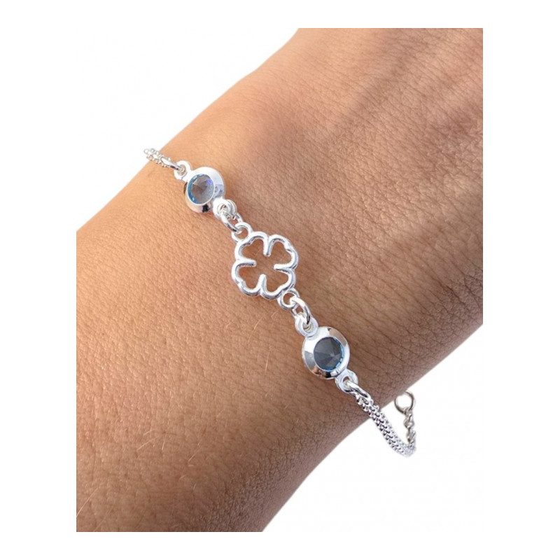 Pulsera trébol de plata de ley 925 de mujer