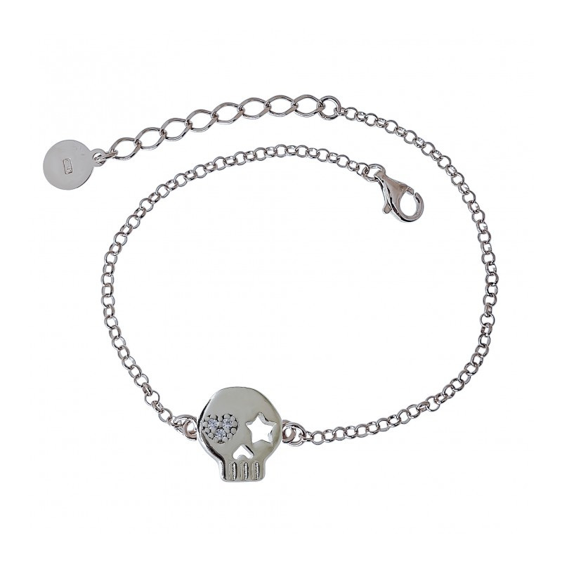 Pulsera calavera de plata de ley 925