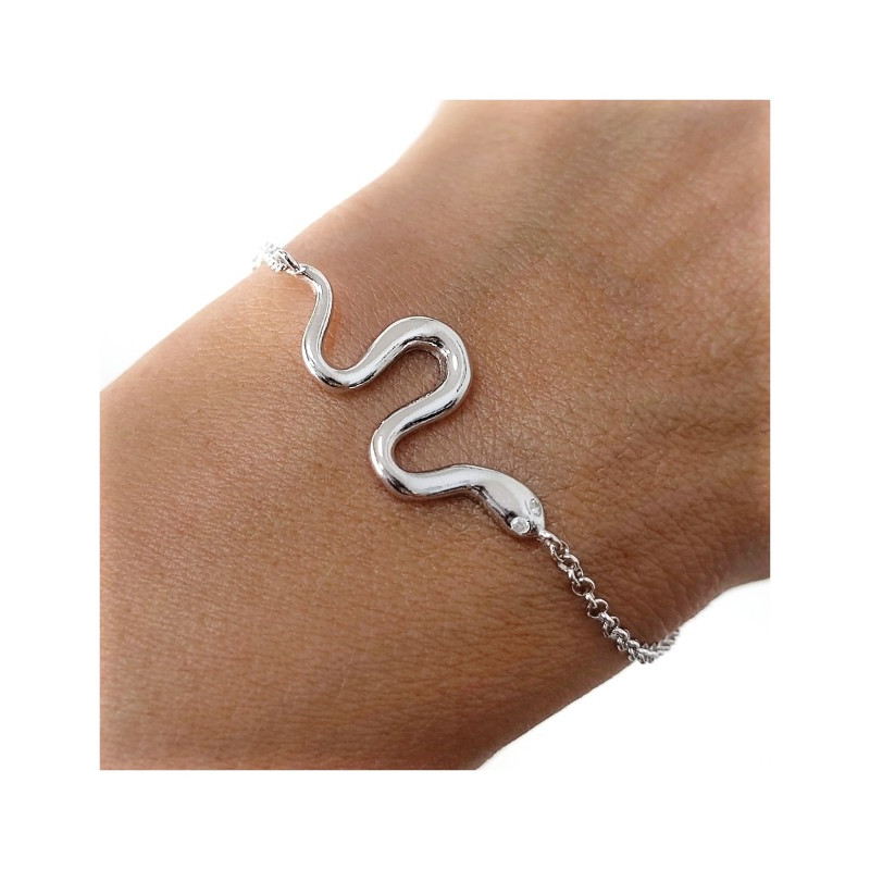Pulsera serpiente de plata de ley 925 de mujer