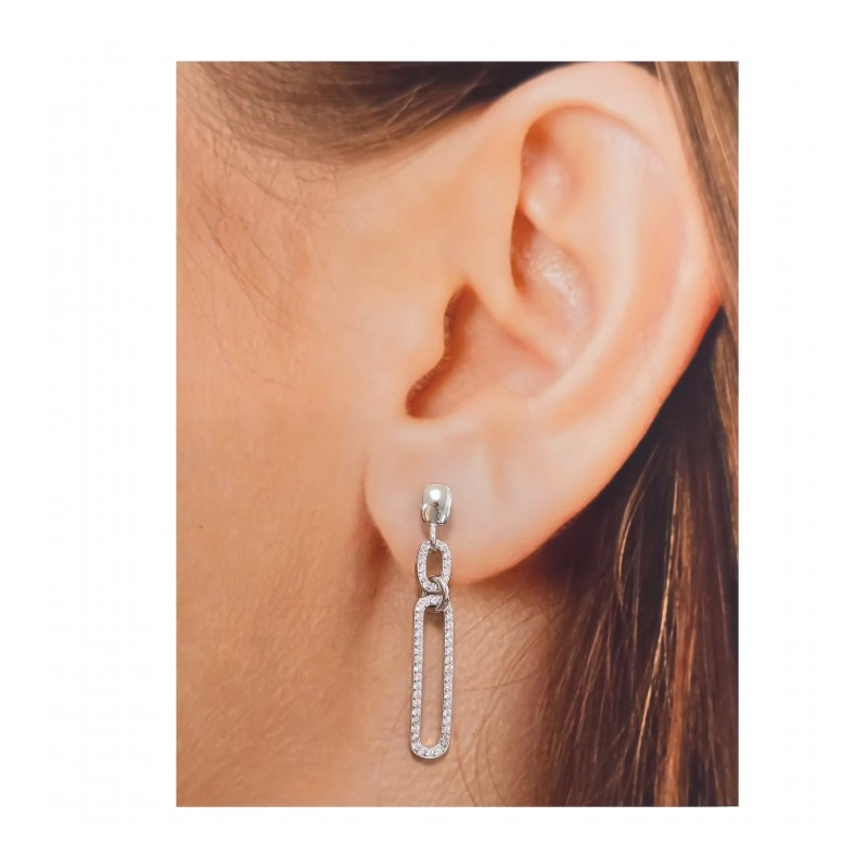 Pendientes largos de plata de ley 925 de mujer