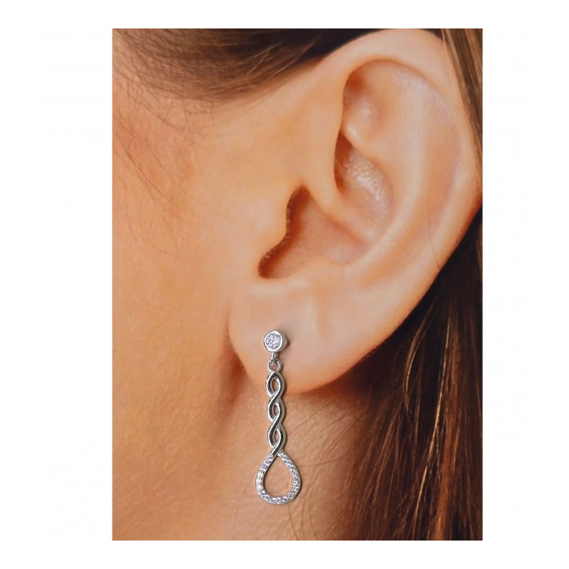 Pendientes largos de plata de ley 925 de mujer