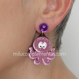 Pendientes metacrilato PULPO efecto espejo