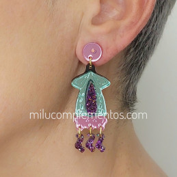 Pendientes metacrilato CALAMAR efecto espejo