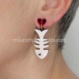 Pendientes metacrilato RASPA ROSA TORNASOLADO efecto espejo en oreja