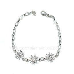 Pulsera Eguzkilore de plata de ley 925 con circonita blanca