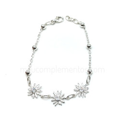 Pulsera Eguzkilore de plata de ley 925 con cadena de bolitas nueva temporada