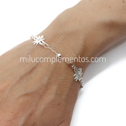 Pulsera Eguzkilore de plata de ley 925 con cadena bolitas de plata