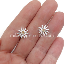Pendientes Eguzkilore de plata de ley 925 con circonita color miel