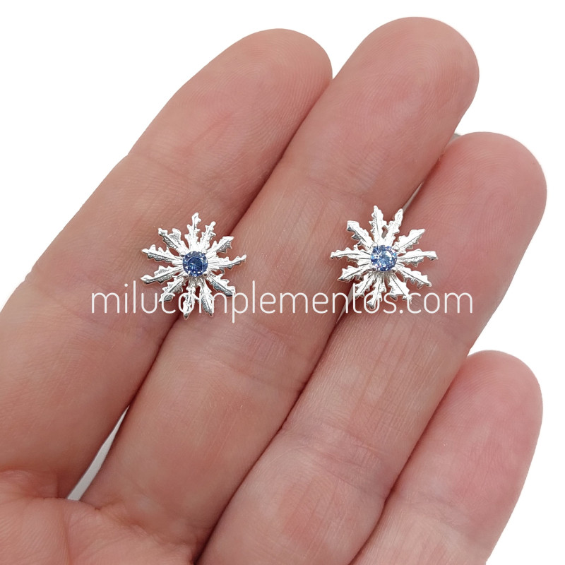 Pendientes Eguzkilore de plata de ley 925 con circonita color azul