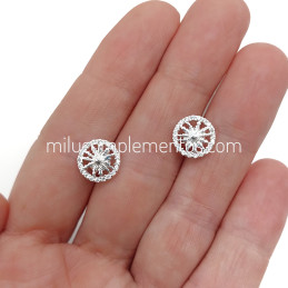 Pendientes Eguzkilore de plata de ley 925 con circonitas color blanco