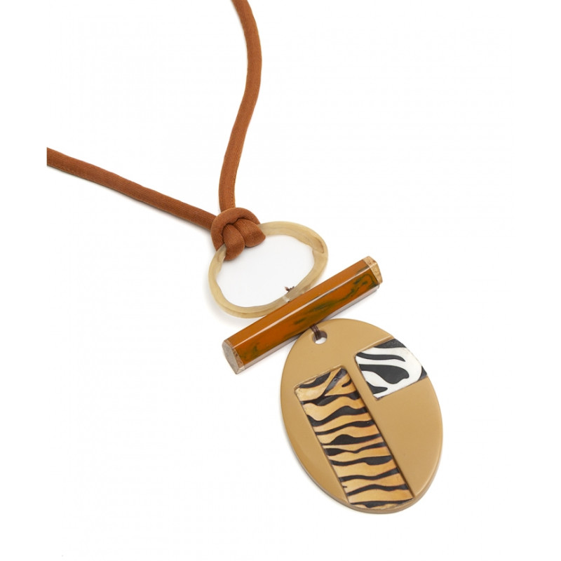 Collar largo Tantrend en marrones, beige y miel