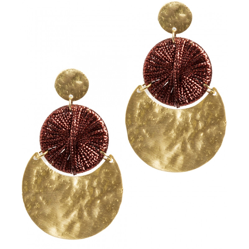 Pendientes Tantrend color burdeos/dorado de señora