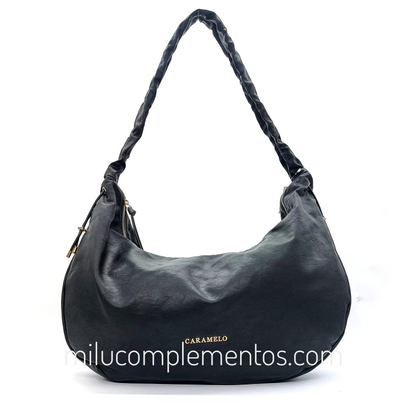 Bolso Caramelo color negro de mujer colección Plisado