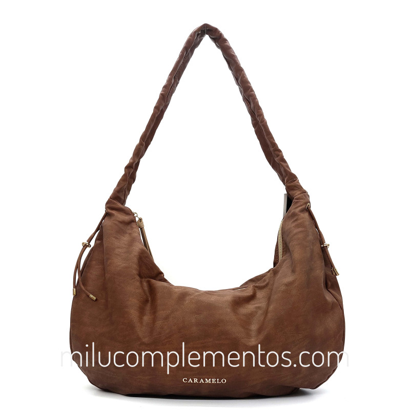 Bolso Caramelo color camel de mujer Plisado
