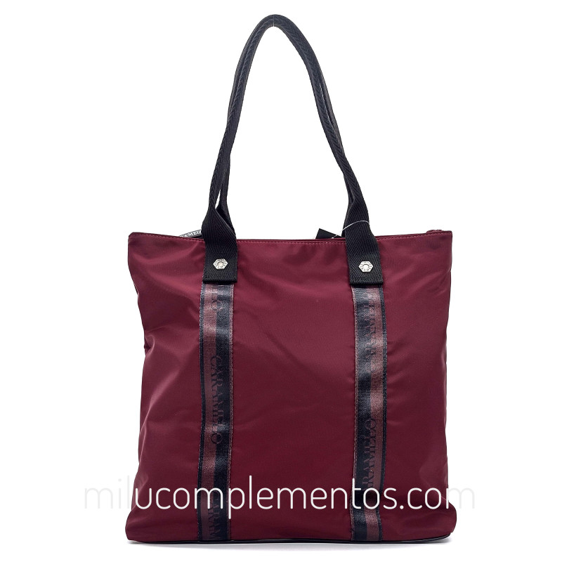 Bolso Caramelo color burdeos de mujer Nylon