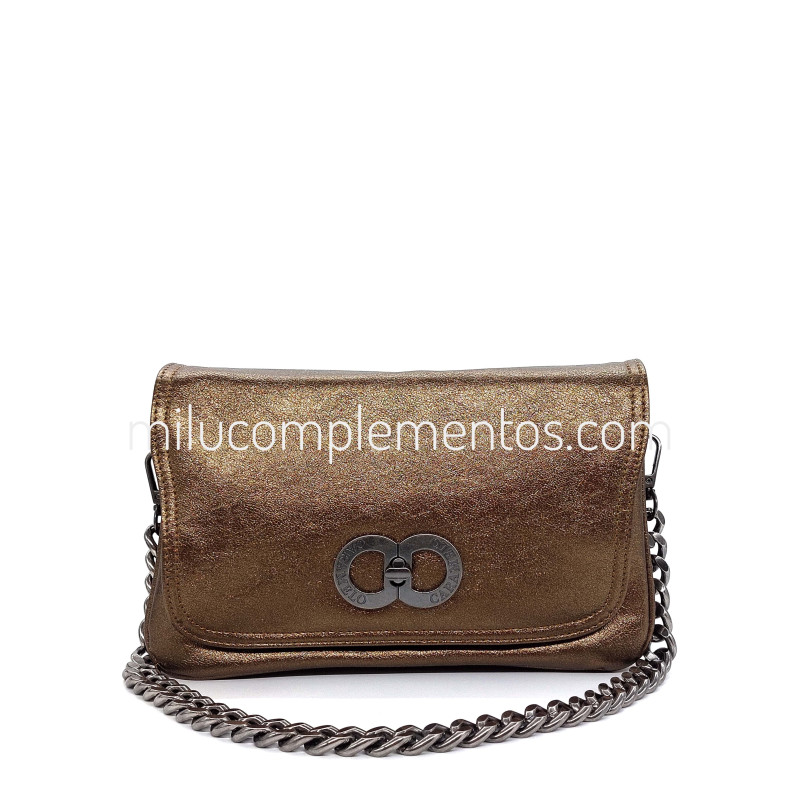 Bolso bandolera Caramelo color bronce de mujer de piel