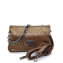 Bolso bandolera Caramelo color bronce metal de mujer