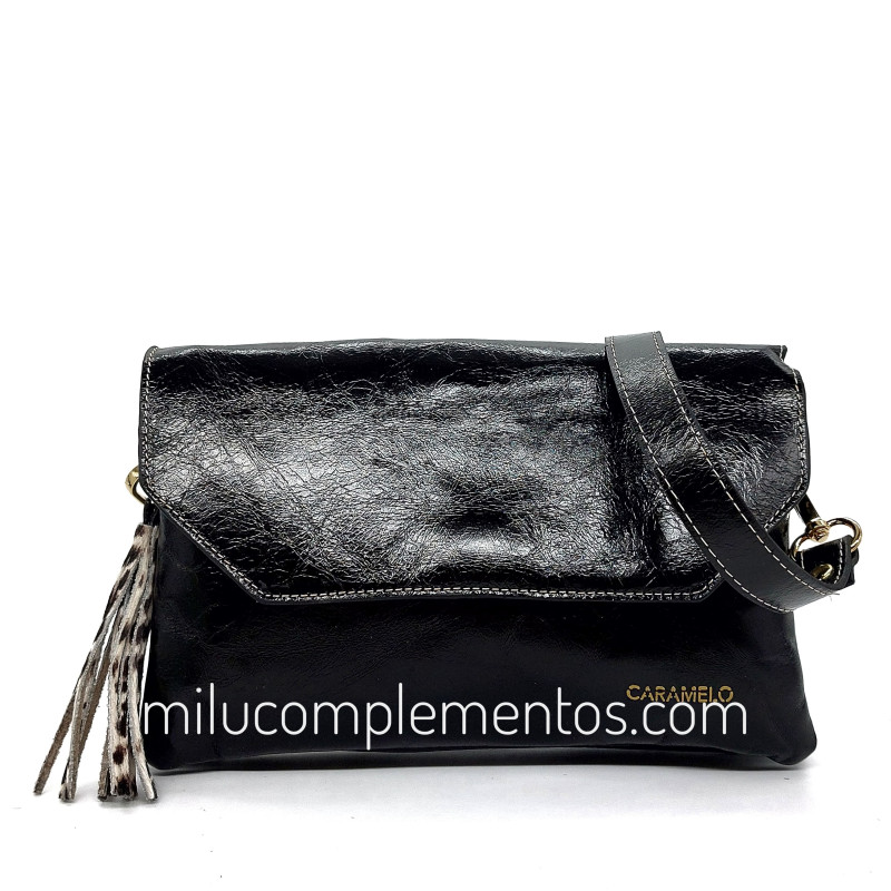 Bolso bandolera Caramelo negro de piel de mujer
