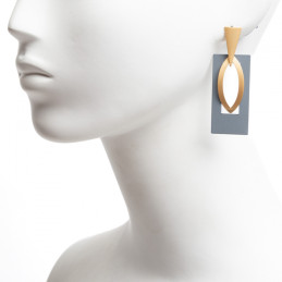 Pendientes Tantrend gris/dorado tamaño real