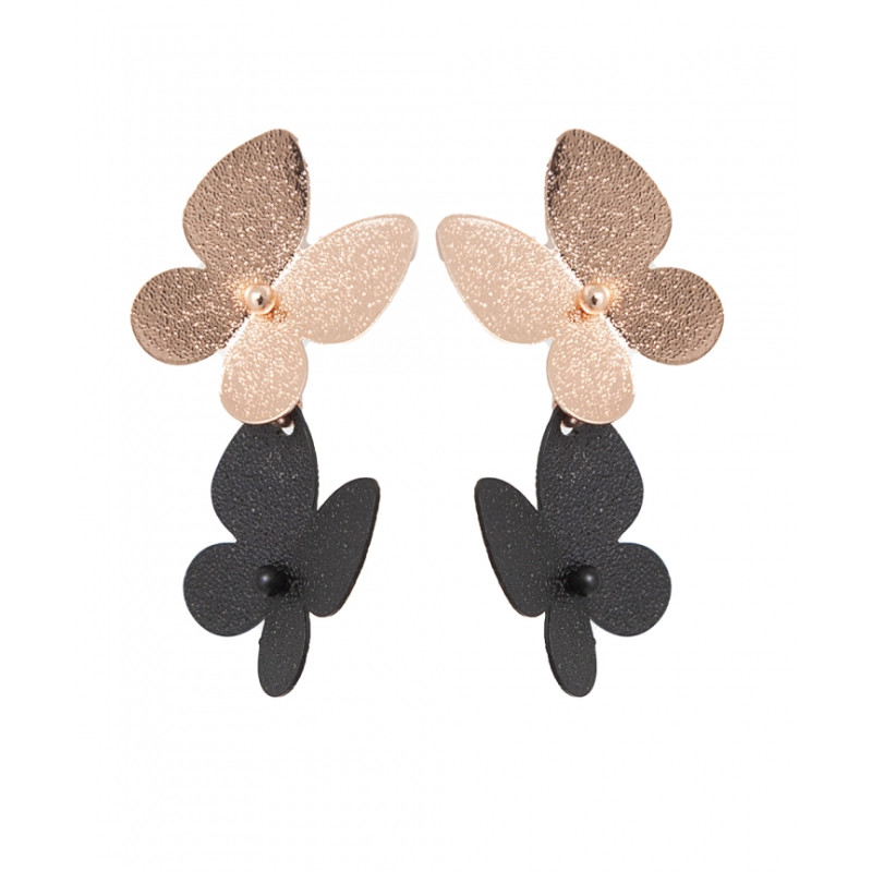 Pendientes Tantrend mariposa negro/oro rosa de mujer