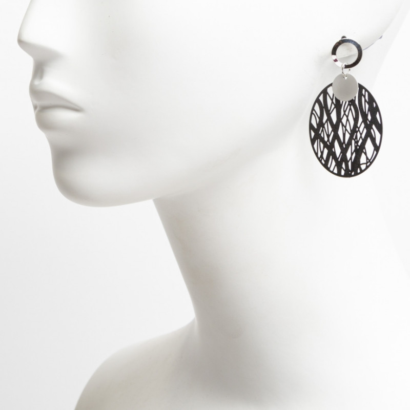 Pendientes Tantrend color negro/plateado