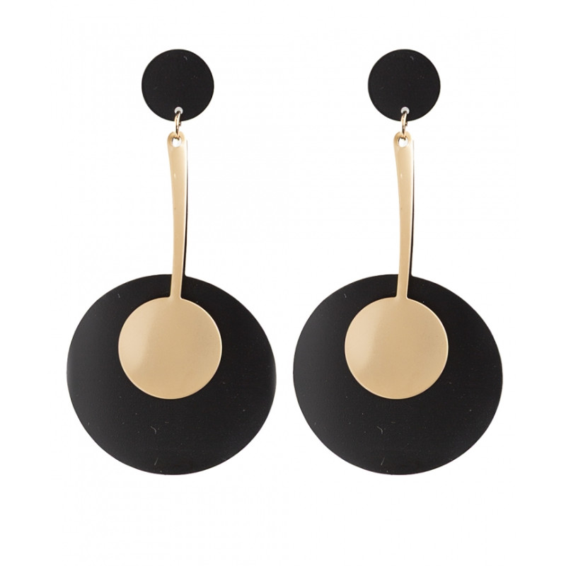 Pendientes Tantrend color negro/dorado de tuerca