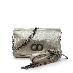 Bolso bandolera Caramelo color platino de mujer nueva colección