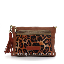 Bolso bandolera Caramelo marrón de piel de mujer