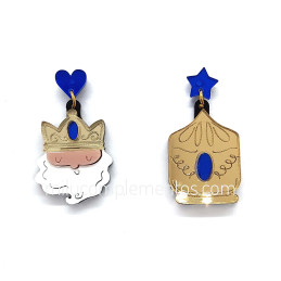Pendientes metacrilato REY MAGO MELCHOR efecto espejo de mujer