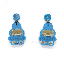 Pendientes metacrilato LABUBU CELESTE efecto espejo