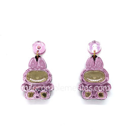 Pendientes metacrilato LABUBU ROSA efecto espejo