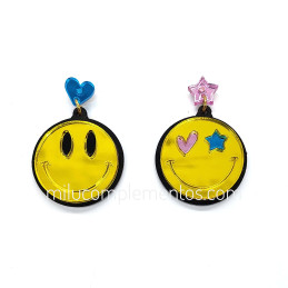 Pendientes metacrilato SMILE emoji efecto espejo