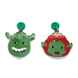 Pendientes metacrilato SHREK Y FIONA efecto espejo