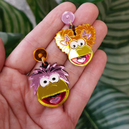 Pendientes metacrilato LOS FRAGUEL efecto espejo o Fraggle Rock