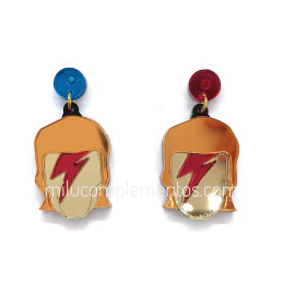 Pendientes metacrilato DAVID BOWIE efecto espejo