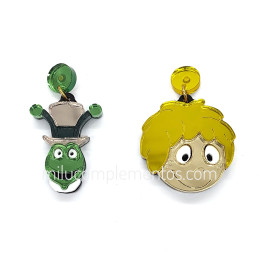 Pendientes metacrilato ABEJA MAYA Y FLIP efecto espejo