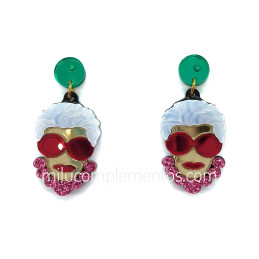 Pendientes de metacrilato IRIS APFEL efecto espejo