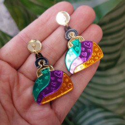 Pendientes de metacrilato LAS MENINAS MORADO efecto espejo nueva colección